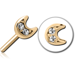 ZIRCON GOLD PVD COATED SURGICAL STEEL GRADE 316L JEWELED THREADLESS ATTACHMENT - CRESCENT