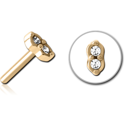 ZIRCON GOLD PVD COATED SURGICAL STEEL GRADE 316L JEWELED THREADLESS ATTACHMENT