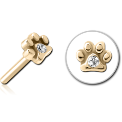 ZIRCON GOLD PVD COATED SURGICAL STEEL GRADE 316L JEWELED THREADLESS ATTACHMENT - PAW
