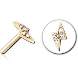 ZIRCON GOLD PVD COATED SURGICAL STEEL GRADE 316L JEWELED THREADLESS ATTACHMENT - THUNDER