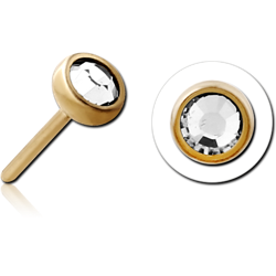 ZIRCON GOLD PVD COATED TITANIUM ALLOY JEWELED THREADLESS DISC