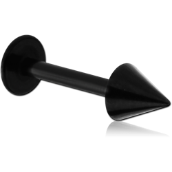 BLACK PVD COATED SURGICAL STEEL GRADE 316L LABRET WITH CONE