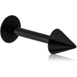 BLACK PVD COATED SURGICAL STEEL GRADE 316L MICRO LABRET WITH CONE