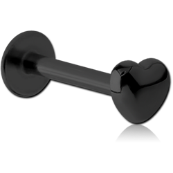 BLACK PVD COATED SURGICAL STEEL GRADE 316L MICRO LABRET WITH 3D HEART