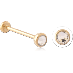 GOLD PVD 18K COATED TITANIUM ALLOY JEWELED THREADLESS LABRET