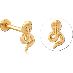 GOLD PVD COATED SURGICAL STEEL GRADE 316L MICRO LABRET WITH JEWELED ATTACHMENT SPECIAL NEW DESIGN