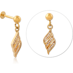 GOLD PVD COATED SURGICAL STEEL GRADE 316L MICRO LABRET WITH JEWELED ATTACHMENT SPECIAL NEW DESIGN