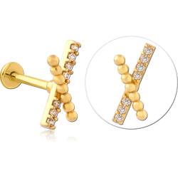 GOLD PVD COATED SURGICAL STEEL GRADE 316L MICRO LABRET WITH JEWELED ATTACHMENT SPECIAL NEW DESIGN