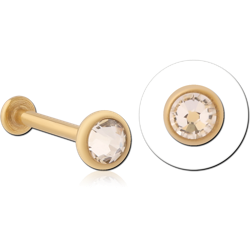 316L GOLD PVD COATED SURGICAL STEEL GRADE 316L JEWELED THREADLESS DISC LABRET