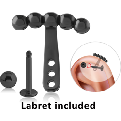 HEMETITE PVD COATED  SURGICAL STEEL GRADE 316L HELIX WRAP AND MICRO LABRET
