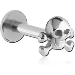 SURGICAL STEEL GRADE 316L CROSSBONES SKULL LABRET