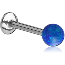 SURGICAL STEEL GRADE 316L MICRO LABRET WITH ORGANIC SYNTHETIC OPAL BALL