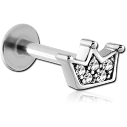 SURGICAL STEEL GRADE 316L MICRO LABRET WITH JEWELED ATTACHMENT - FLOWER