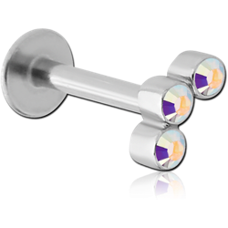 SURGICAL STEEL GRADE 316L MICRO LABRET WITH JEWELED ATTACHMENT - FLOWER