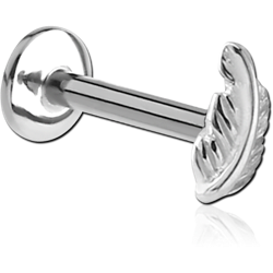 SURGICAL STEEL GRADE 316L MICRO LABRET WITH ATTACHMENT - LEAF