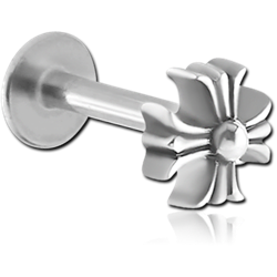 SURGICAL STEEL GRADE 316L MICRO LABRET WITH ATTACHMENT - FLOWER