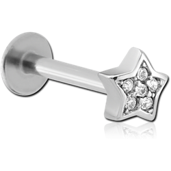 SURGICAL STEEL GRADE 316L MICRO LABRET WITH JEWELED ATTACHMENT  - STAR