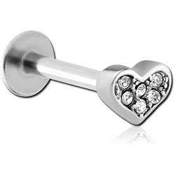 SURGICAL STEEL GRADE 316L MICRO LABRET WITH JEWELED ATTACHMENT  - HEART