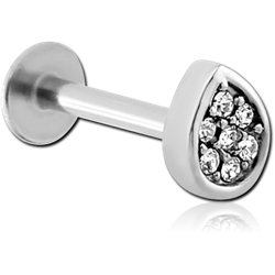 SURGICAL STEEL GRADE 316L MICRO LABRET WITH JEWELED ATTACHMENT  - DROP