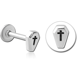 SURGICAL STEEL GRADE 316L MICRO LABRET WITH ATTACHMENT - COFFIN