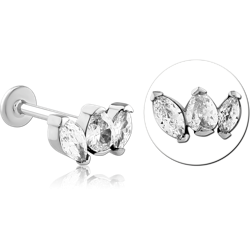 SURGICAL STEEL GRADE 316L MICRO LABRET WITH JEWELED ATTACHMENT