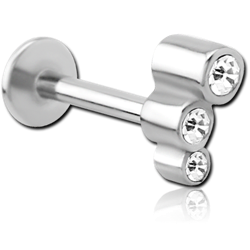 SURGICAL STEEL GRADE 316L MICRO LABRET WITH JEWELED ATTACHMENT