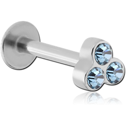 SURGICAL STEEL GRADE 316L MICRO LABRET WITH TRIPLE JEWELED ATTACHMENT