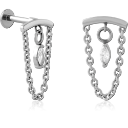 SURGICAL STEEL GRADE 316L MICRO LABRET WITH JEWELED ATTACHMENT