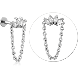 SURGICAL STEEL GRADE 316L MICRO LABRET WITH JEWELED ATTACHMENT