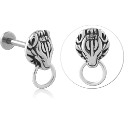 316L SURGICAL STEEL GRADE 316L LABRET ANIMAL HEAD WITH HOOP RING DETAIL CARTILAGE STUD