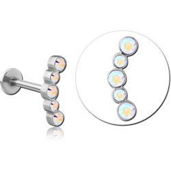 SURGICAL STEEL GRADE 316L MICRO LABRET WITH JEWELED ATTACHMENT - FLOWER