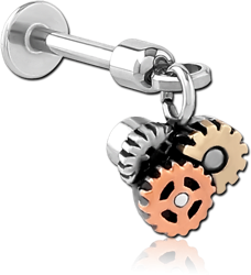 SURGICAL STEEL GRADE 316L TRAGUS MICRO LABRET WITH CHARM