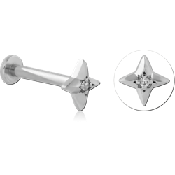 SURGICAL STEEL GRADE 316L JEWELED THREADLESS LABRET