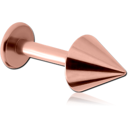 ROSE GOLD PVD COATED SURGICAL STEEL GRADE 316L LABRET WITH CONE