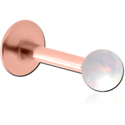ROSE GOLD PVD COATED SURGICAL STEEL GRADE 316L ORGANIC SYNTHETIC OPAL MICRO LABRET