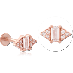 ROSE GOLD PVD COATED SURGICAL STEEL GRADE 316L MICRO LABRET WITH JEWELED ATTACHMENT