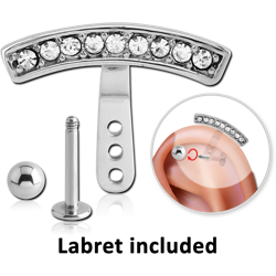 SURGICAL STEEL GRADE 316L JEWELED HELIX WRAP AND JEWELED MICRO LABRET