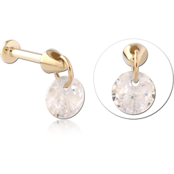 14 KARAT GOLD YELLOW JEWELED ATTACHMENT TITANIUM THREADLESS PIN WITH TITANIUM THREADLESS LABRET