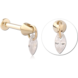 14 KARAT GOLD YELLOW JEWELED ATTACHMENT TITANIUM THREADLESS PIN WITH TITANIUM THREADLESS LABRET