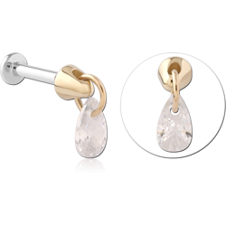 14 KARAT GOLD YELLOW JEWELED ATTACHMENT TITANIUM THREADLESS PIN WITH TITANIUM THREADLESS LABRET