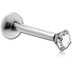 STERILE SURGICAL STEEL GRADE 316L INTERNALLY THREADED ROUND PRONG SET JEWELED MICRO LABRET