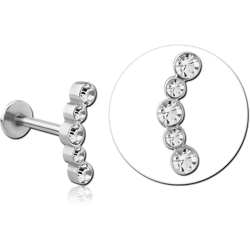 STERILE SURGICAL STEEL GRADE 316L MICRO LABRET WITH JEWELED ATTACHMENT - 5 JEWELS
