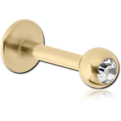 STERILE ZIRCON GOLD PVD COATED SURGICAL STEEL GRADE 316L JEWELED MICRO LABRET