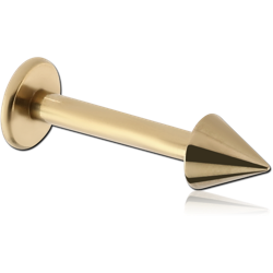 ZIRCON GOLD PVD COATED SURGICAL STEEL GRADE 316L LABRET WITH CONE