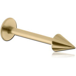ZIRCON GOLD PVD COATED SURGICAL STEEL GRADE 316L MICRO LABRET WITH CONE