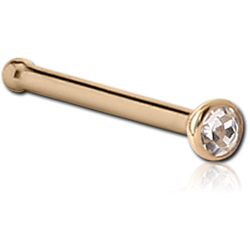 14 KARAT GOLD YELLOW BEZEL SET JEWELED CZ NOSE BONE