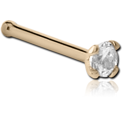 14 KARAT GOLD YELLOW 1.5 MM PRONG SET JEWELED NOSE BONE