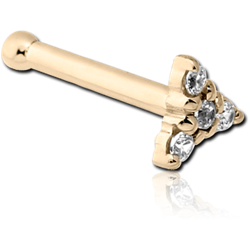 14 KARAT GOLD YELLOW JEWELED NOSE BONE - TRINITY