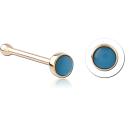 14 KARAT GOLD YELLOW BEZEL SET TURQUOISE NOSE BONE