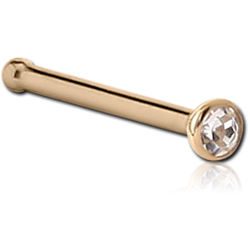 18 KARAT GOLD YELLOW BEZEL SET JEWELED NOSE BONE